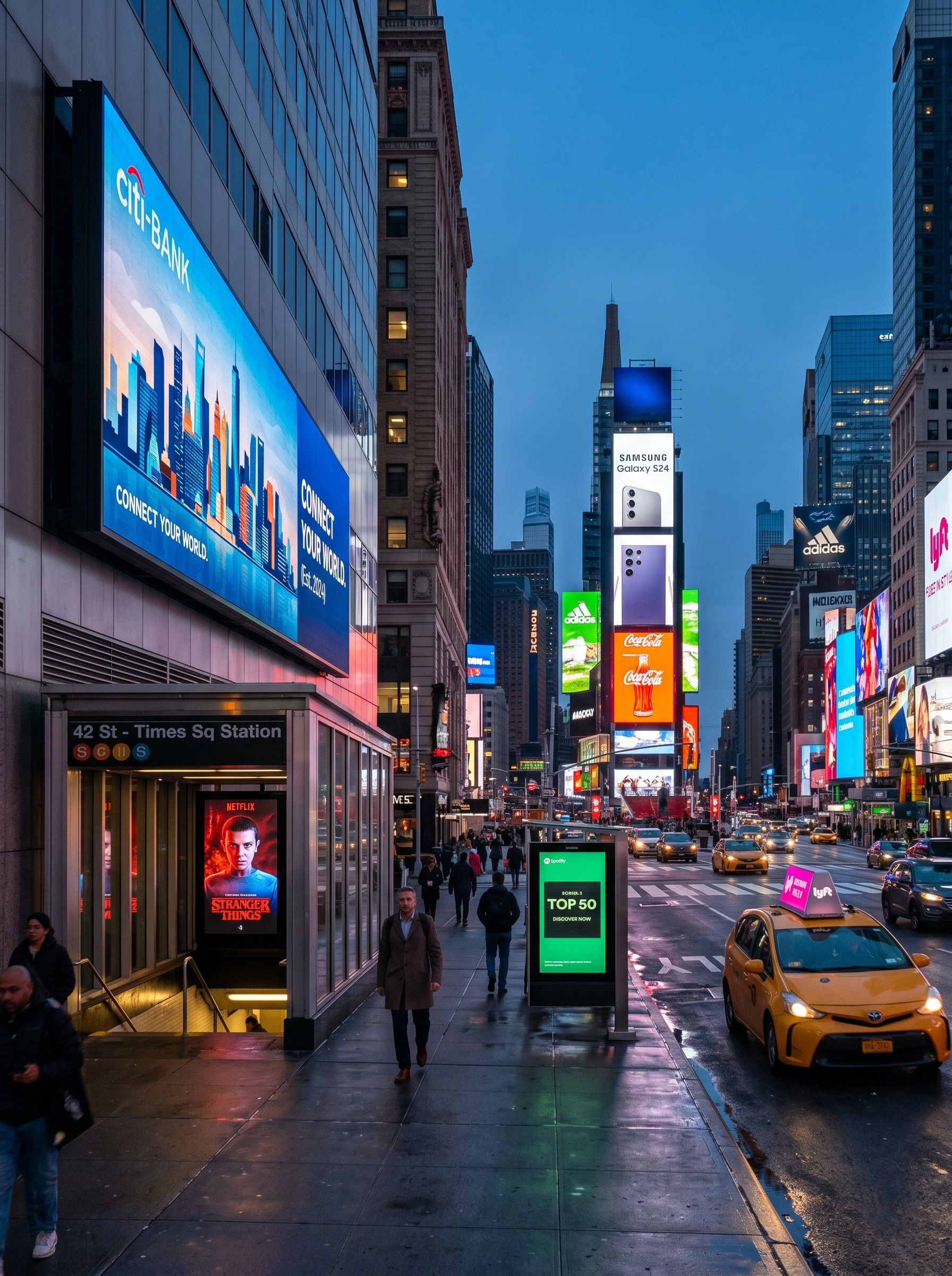Bebilderung mit DOOH-Werbung am Times Square